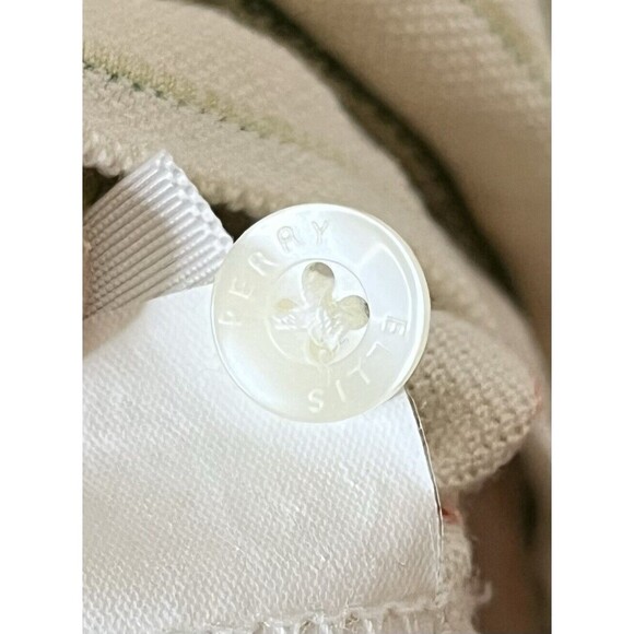 Perry Ellis Polo Shirt Mens Large White Striped Short Sleeve Shirt Modern Fit - Picture 7 of 7